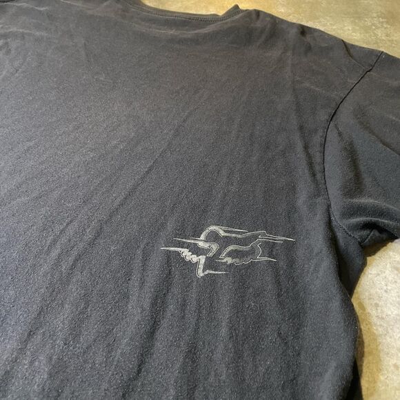fox racing y2k early 2000s 2xl front and back logo black and grey graphic tee - Picture 7 of 7